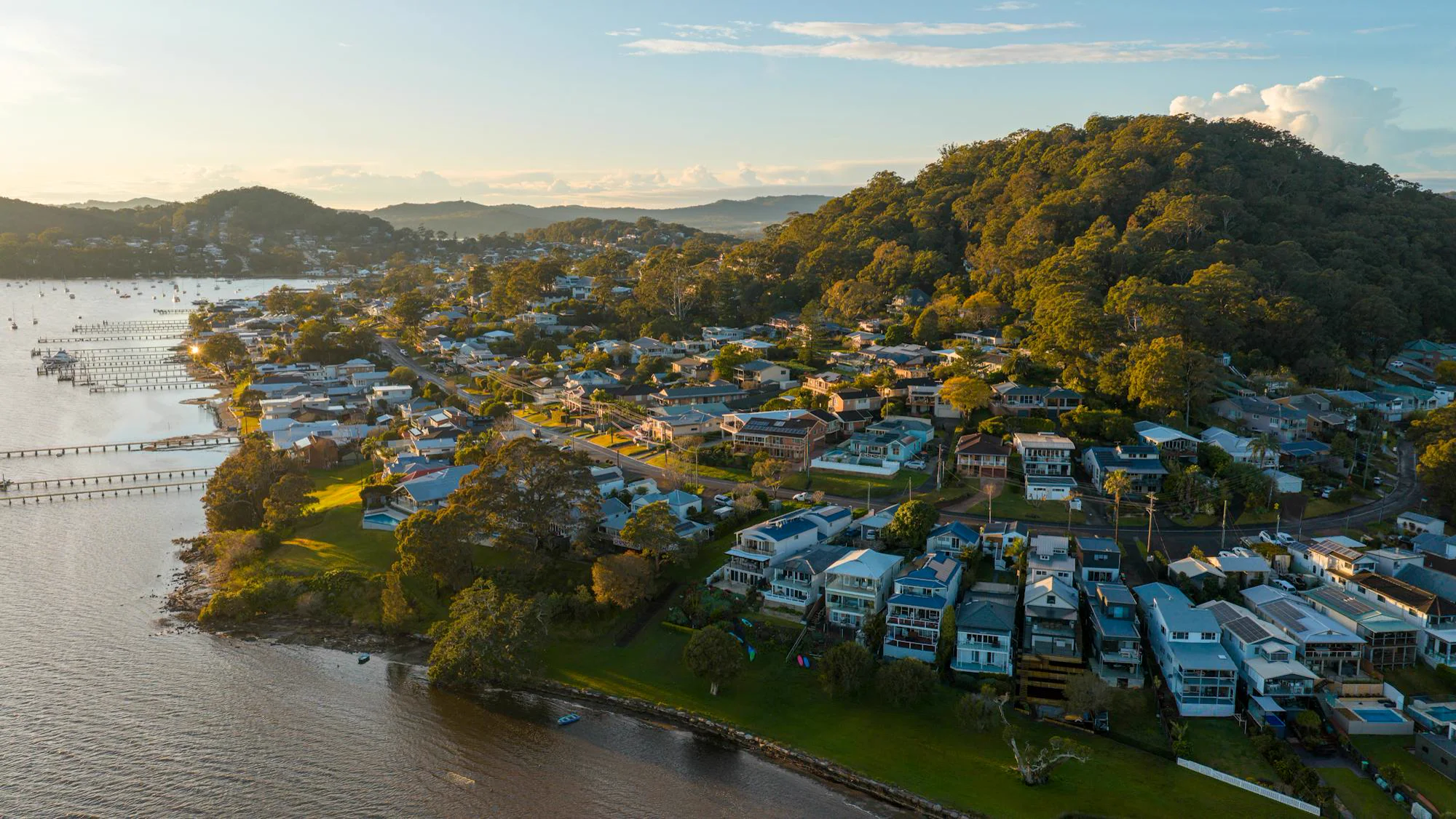 Northern Rivers coastal town at golden hour